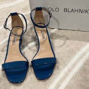Manolo Blahnik Valere Wedge Sandal Cornflower Blue 39.5 / 9.5